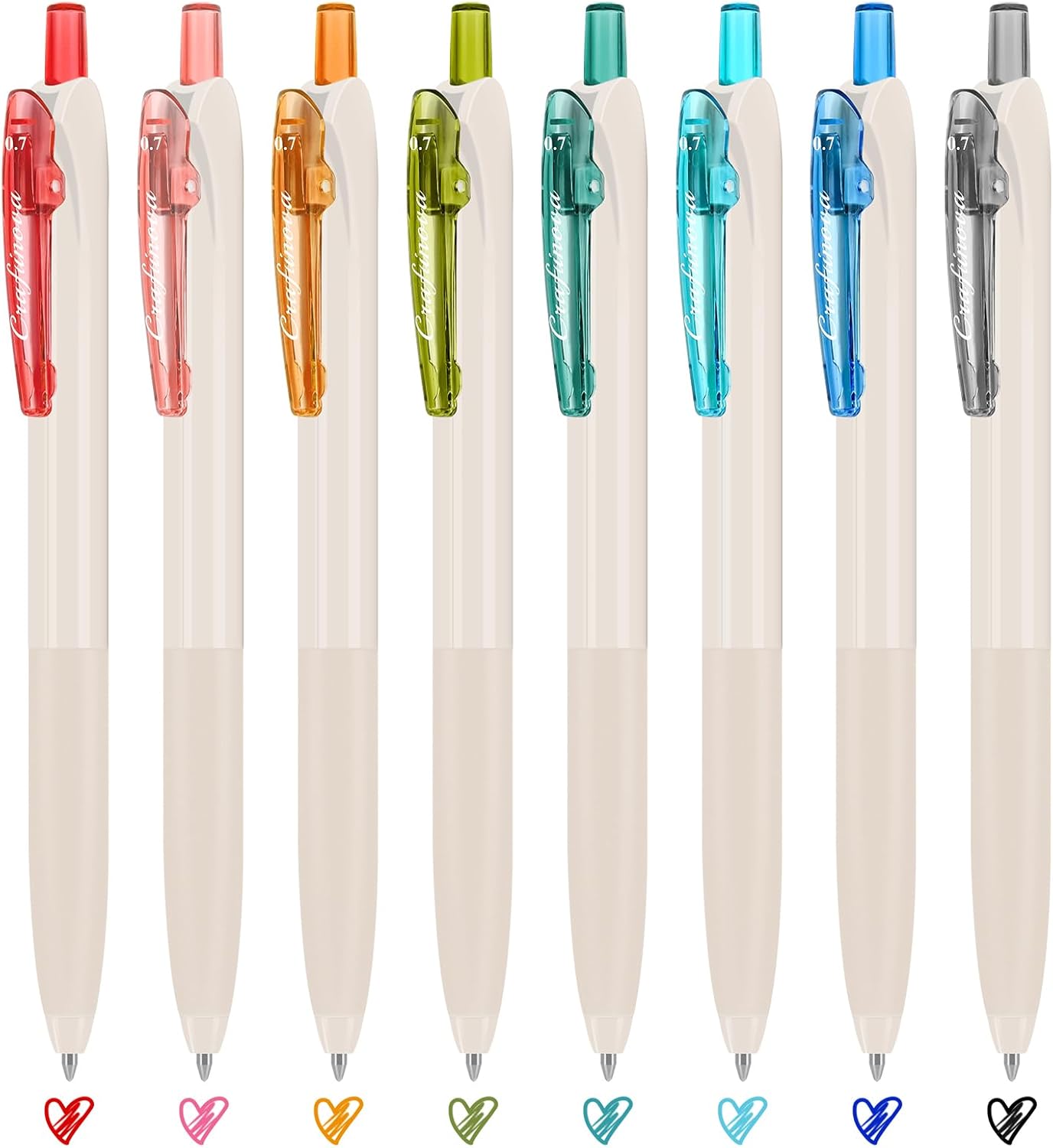 Colored Gel Ink Pens 0.7mm 8 Colors Retractable Quick Dry Colorful Ink Pen Medium Point Smooth W