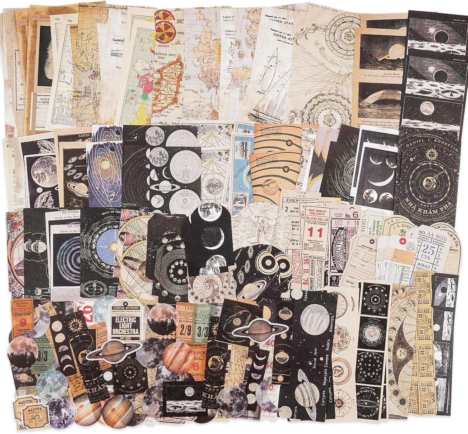 Knaid Vintage Scrapbook Supplies Pack (200 Pieces)