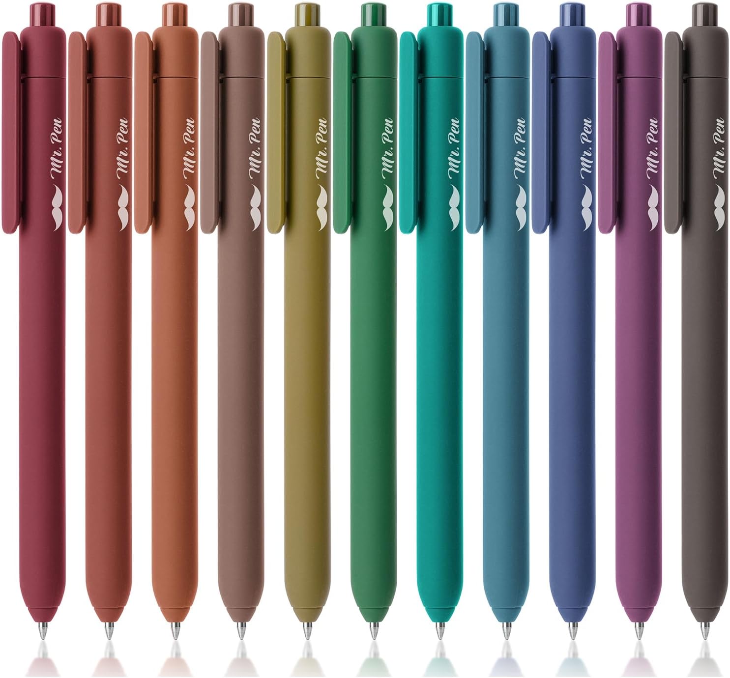 Mr. Pen- Retractable Gel Pens, 11 Pack, Dark Vintage Color Ink, Fine Point 0.7 mm, Fast Dry