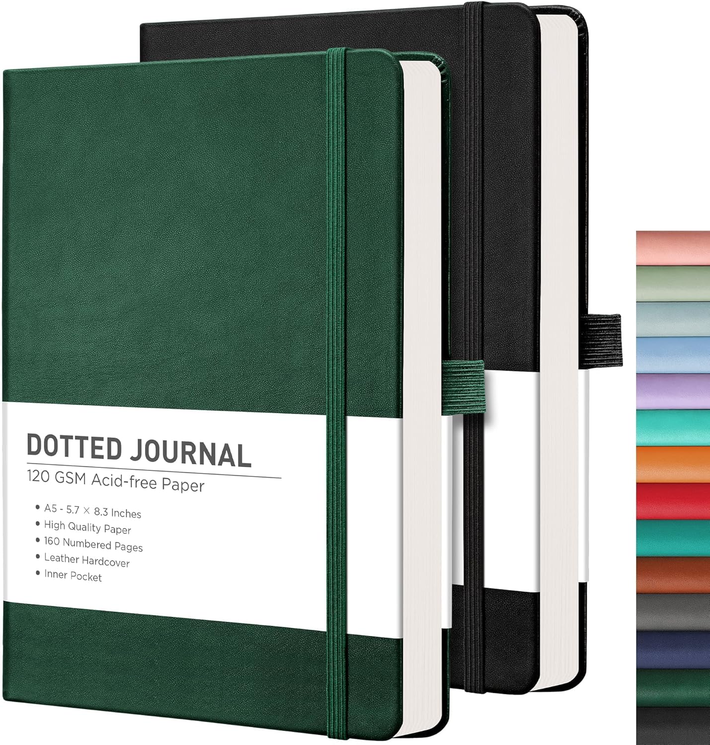 RETTACY Dotted Journal Notebook, 2-Pack, 160 Numbered Pages per Pack